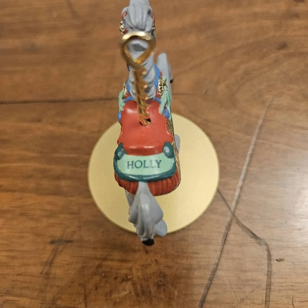 Vintage 1989 Hallmark Christmas Carousel Horse Holly 2nd Ornament In Collection‎